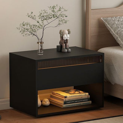 Table de nuit en fibre de densité moyenne japonaise traditionnelle Cube avec 1 tiroir pour chambre 