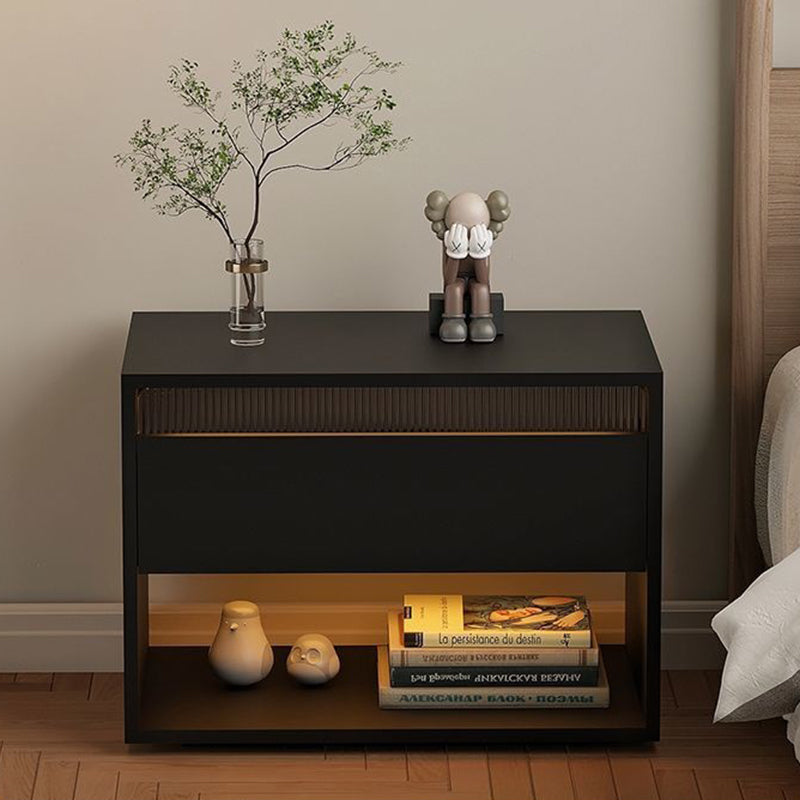 Table de nuit en fibre de densité moyenne japonaise traditionnelle Cube avec 1 tiroir pour chambre 