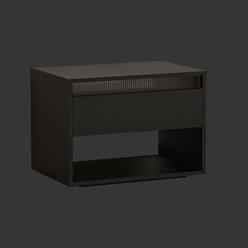 Table de nuit en fibre de densité moyenne japonaise traditionnelle Cube avec 1 tiroir pour chambre 