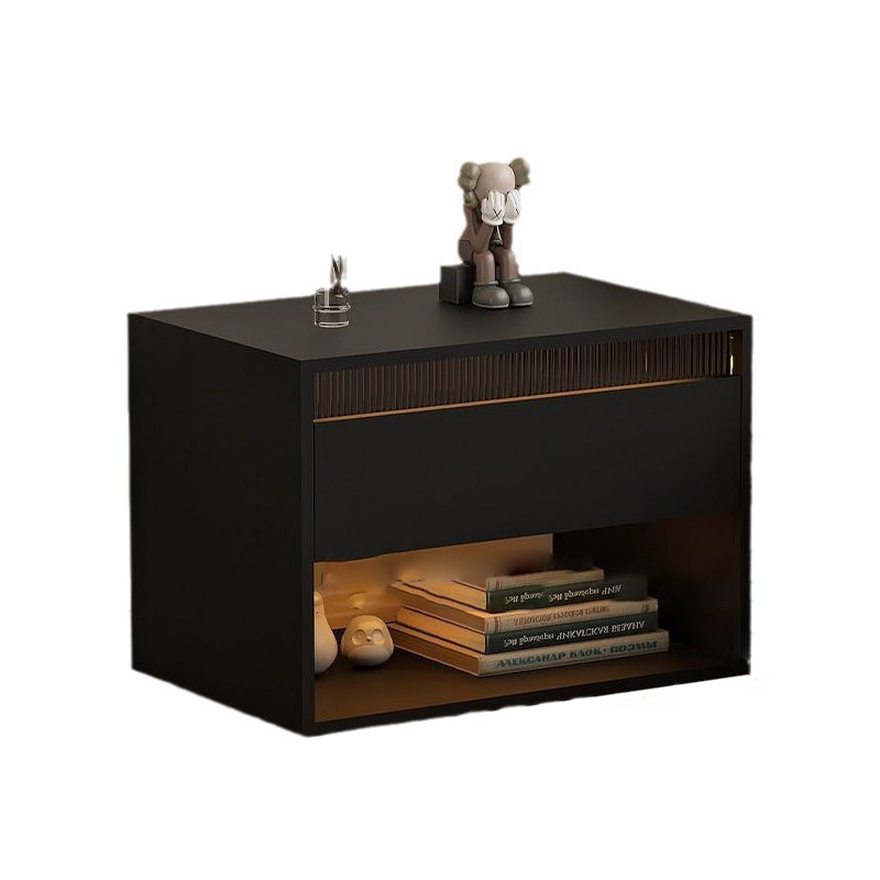 Table de nuit en fibre de densité moyenne japonaise traditionnelle Cube avec 1 tiroir pour chambre 