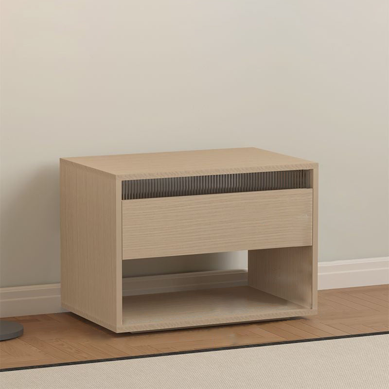 Table de nuit en fibre de densité moyenne japonaise traditionnelle Cube avec 1 tiroir pour chambre 