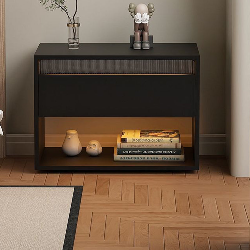 Table de nuit en fibre de densité moyenne japonaise traditionnelle Cube avec 1 tiroir pour chambre 