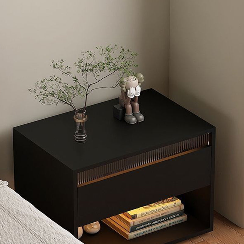 Table de nuit en fibre de densité moyenne japonaise traditionnelle Cube avec 1 tiroir pour chambre 