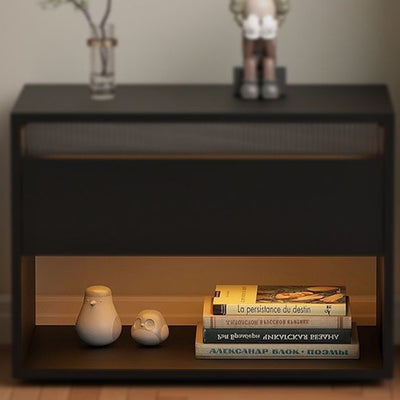 Table de nuit en fibre de densité moyenne japonaise traditionnelle Cube avec 1 tiroir pour chambre 