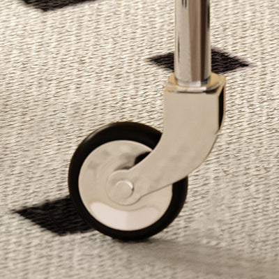 Moderner Mid-Century Ovaler ABS Tablettoberteil Edelstahl Beistelltisch 2-stufiger Rollwagen für Wohnzimmer 