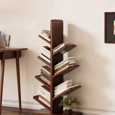 Zeitgenössische Retro-Baumförmige Bücherregale aus Massivholz 5/8/10-stufige Stehregale für das Home Office 