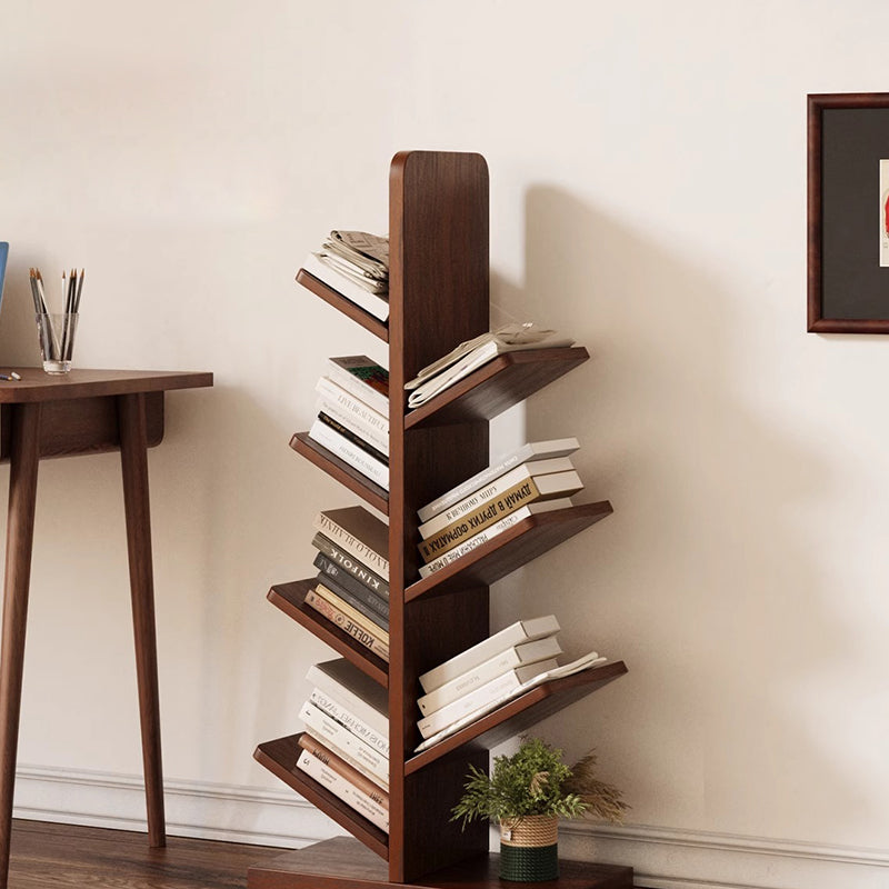 Zeitgenössische Retro-Baumförmige Bücherregale aus Massivholz 5/8/10-stufige Stehregale für das Home Office 