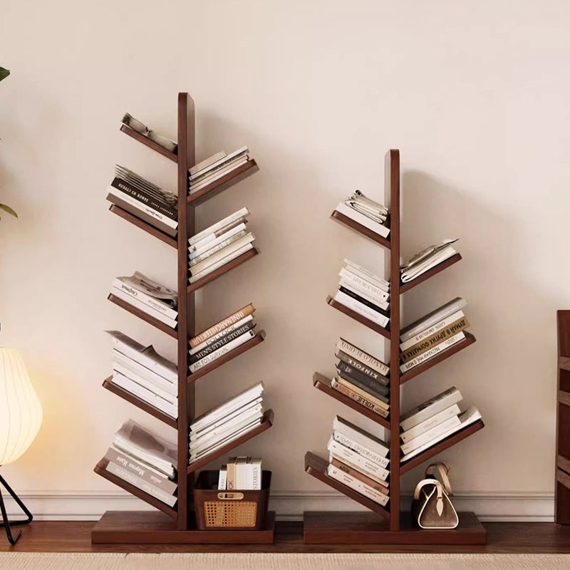 Zeitgenössische Retro-Baumförmige Bücherregale aus Massivholz 5/8/10-stufige Stehregale für das Home Office 