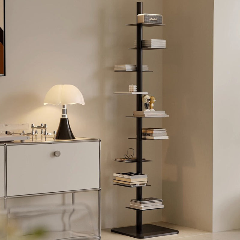 Étagère invisible en spirale en acier au carbone du milieu du siècle moderne à 9 niveaux pour le rangement d&
