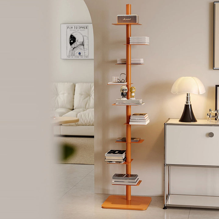 Étagère invisible en spirale en acier au carbone du milieu du siècle moderne à 9 niveaux pour le rangement d&