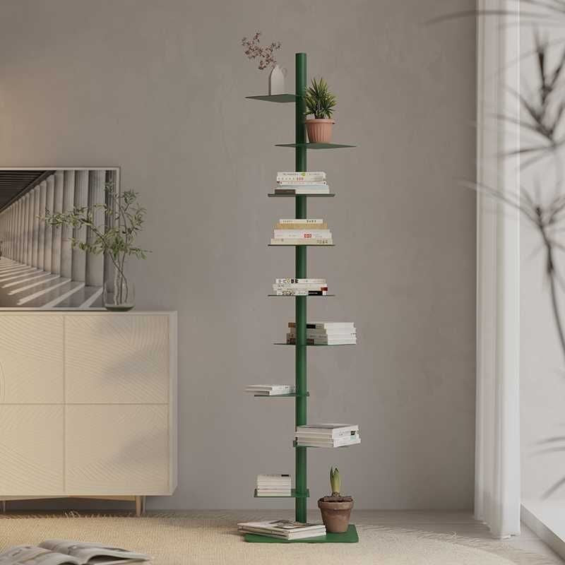 Étagère invisible en spirale en acier au carbone du milieu du siècle moderne à 9 niveaux pour le rangement d&