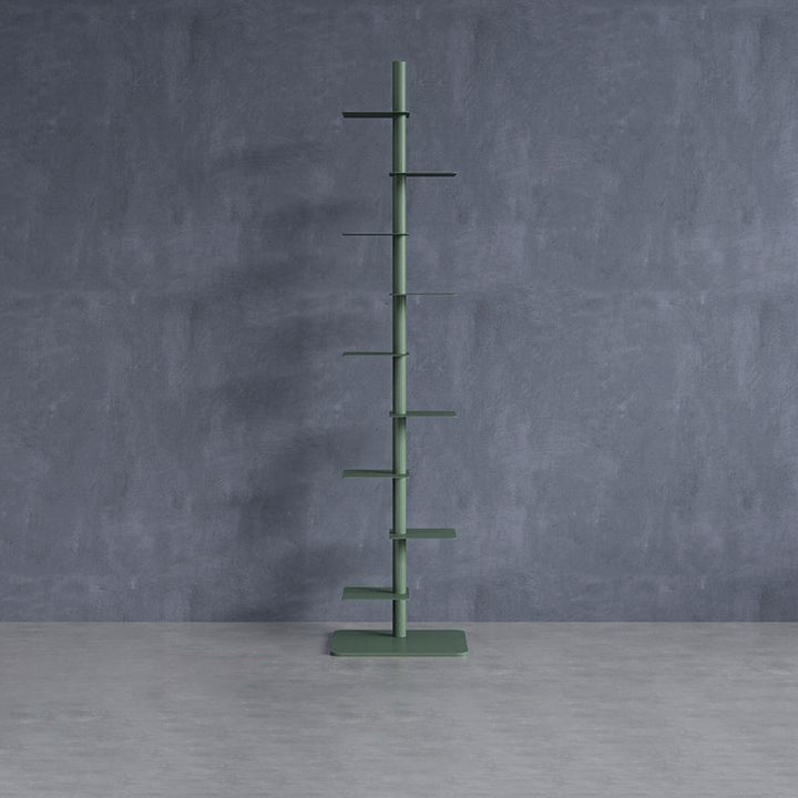 Étagère invisible en spirale en acier au carbone du milieu du siècle moderne à 9 niveaux pour le rangement d&