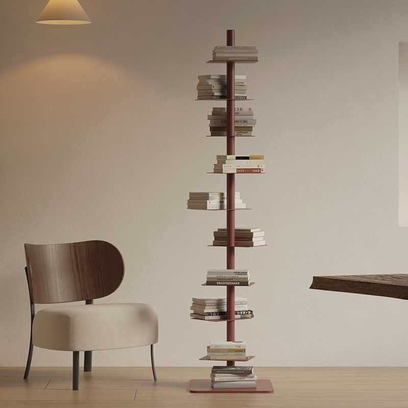 Étagère invisible en spirale en acier au carbone du milieu du siècle moderne à 9 niveaux pour le rangement d&