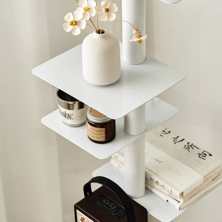 Étagère invisible en spirale en acier au carbone du milieu du siècle moderne à 9 niveaux pour le rangement d&