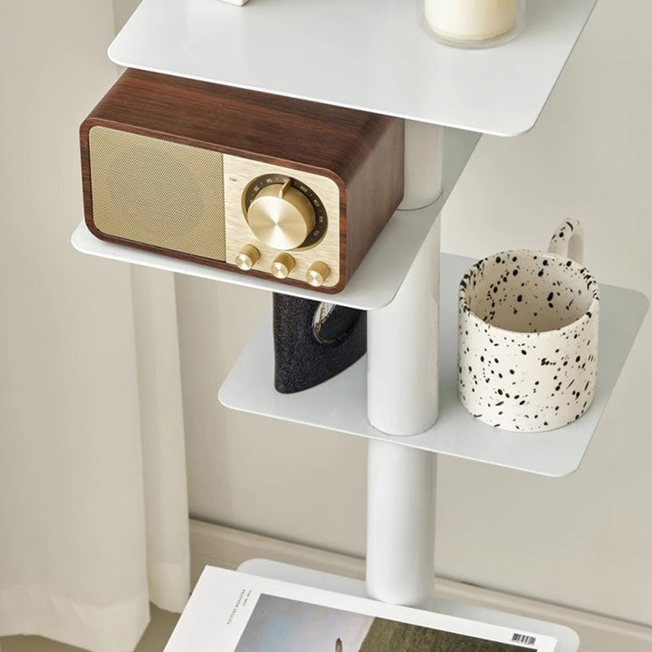 Étagère invisible en spirale en acier au carbone du milieu du siècle moderne à 9 niveaux pour le rangement d&