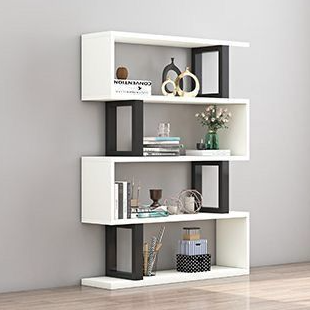 Bibliothèques verticales géométriques scandinaves contemporaines en MDF et acier, étagères ouvertes à 3/4/5/6 niveaux avec dos ouvert, pour bureau à domicile 