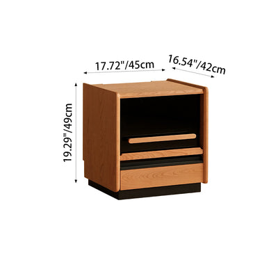 Table de nuit contemporaine rétro avec plateau en pierre frittée et cadre en bois de cerisier 1-tiroir pour chambre 