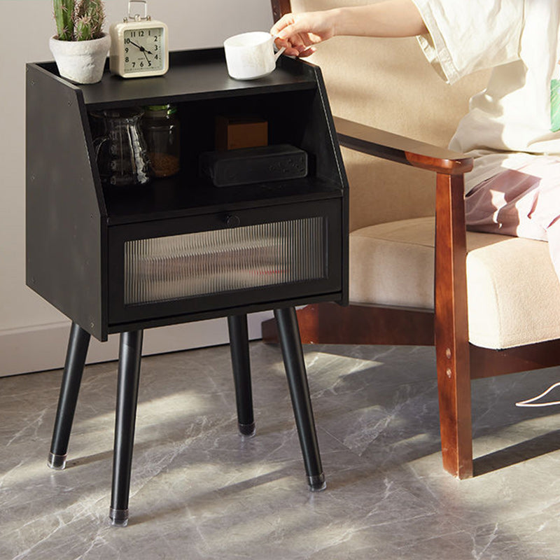 Table de nuit carrée en bois massif japonais traditionnel avec 2 rangements pour chambre 