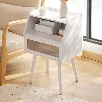 Table de nuit carrée en bois massif japonais traditionnel avec 2 rangements pour chambre 