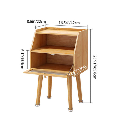 Table de nuit carrée en bois massif japonais traditionnel avec 2 rangements pour chambre 