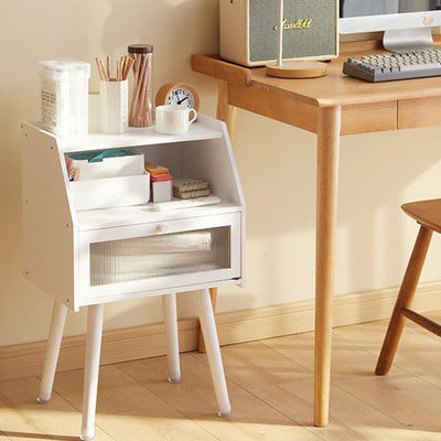 Table de nuit carrée en bois massif japonais traditionnel avec 2 rangements pour chambre 