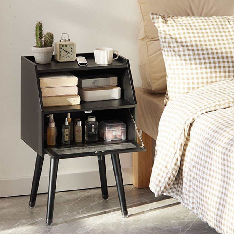 Table de nuit carrée en bois massif japonais traditionnel avec 2 rangements pour chambre 