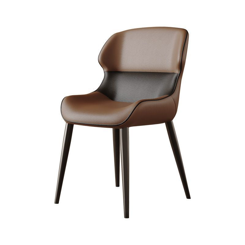 Contemporary Luxury Square Napa Leather Upholstered Dining Chair Wing Back For Dining Room