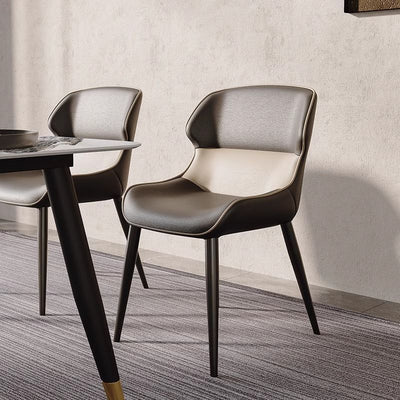 Contemporary Luxury Square Napa Leather Upholstered Dining Chair Wing Back For Dining Room