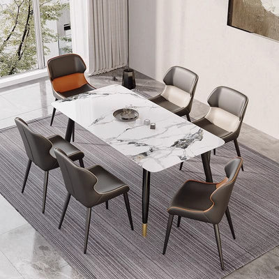 Contemporary Luxury Square Napa Leather Upholstered Dining Chair Wing Back For Dining Room