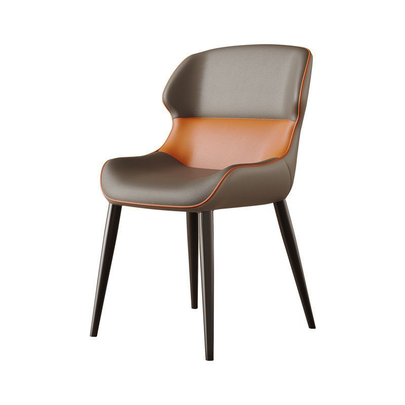 Contemporary Luxury Square Napa Leather Upholstered Dining Chair Wing Back For Dining Room