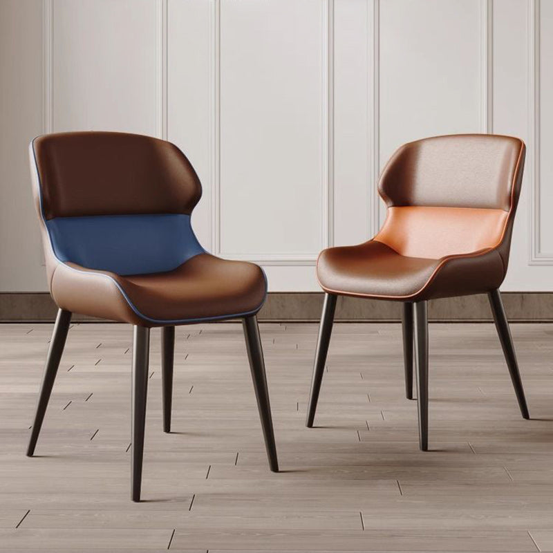 Contemporary Luxury Square Napa Leather Upholstered Dining Chair Wing Back For Dining Room