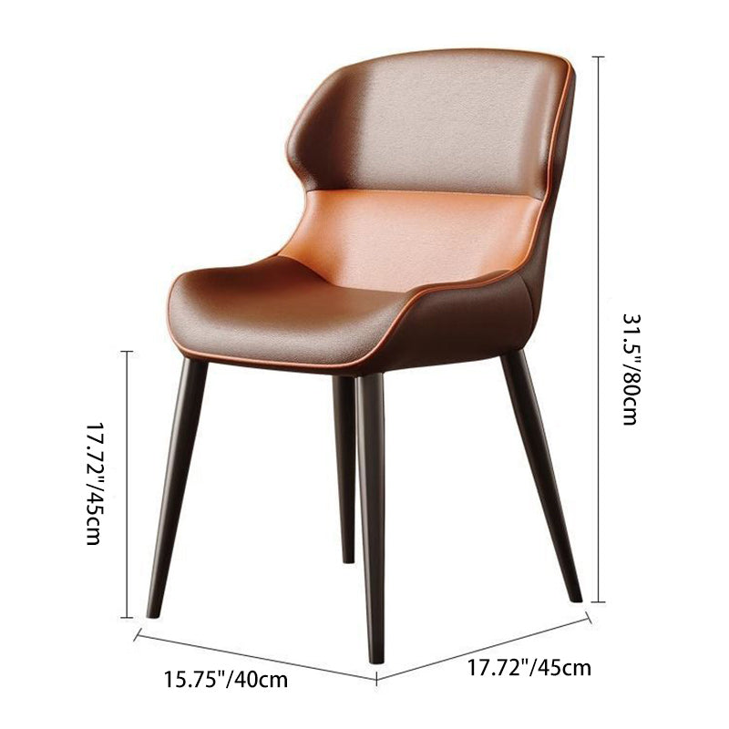 Contemporary Luxury Square Napa Leather Upholstered Dining Chair Wing Back For Dining Room