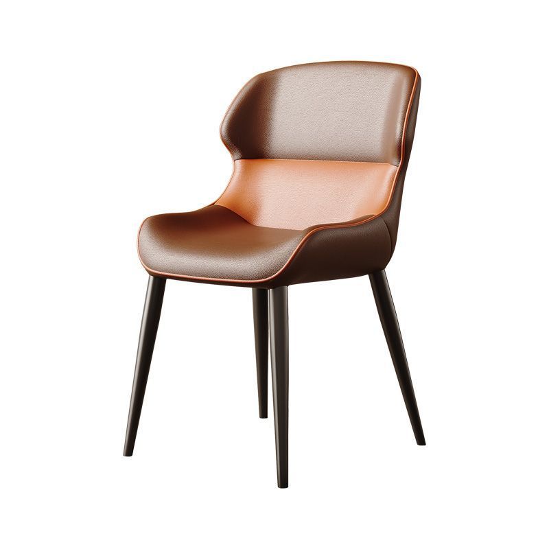 Contemporary Luxury Square Napa Leather Upholstered Dining Chair Wing Back For Dining Room