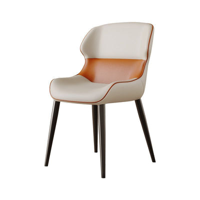 Contemporary Luxury Square Napa Leather Upholstered Dining Chair Wing Back For Dining Room