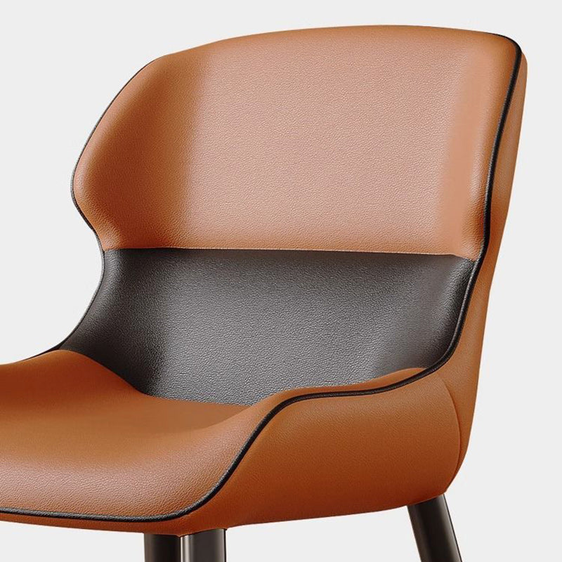 Contemporary Luxury Square Napa Leather Upholstered Dining Chair Wing Back For Dining Room