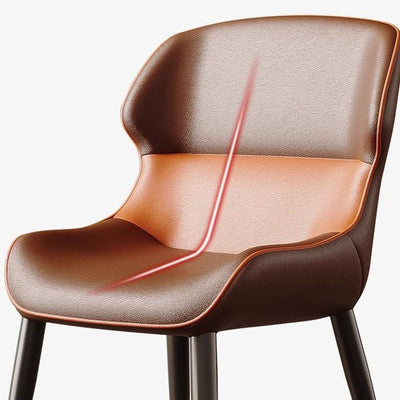 Contemporary Luxury Square Napa Leather Upholstered Dining Chair Wing Back For Dining Room