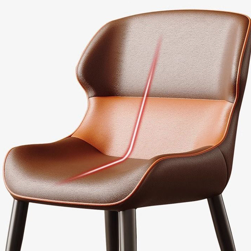 Contemporary Luxury Square Napa Leather Upholstered Dining Chair Wing Back For Dining Room