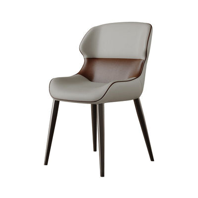 Contemporary Luxury Square Napa Leather Upholstered Dining Chair Wing Back For Dining Room