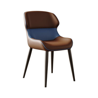 Contemporary Luxury Square Napa Leather Upholstered Dining Chair Wing Back For Dining Room