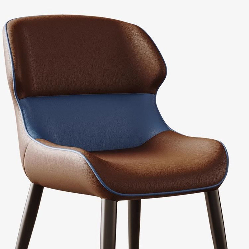 Contemporary Luxury Square Napa Leather Upholstered Dining Chair Wing Back For Dining Room