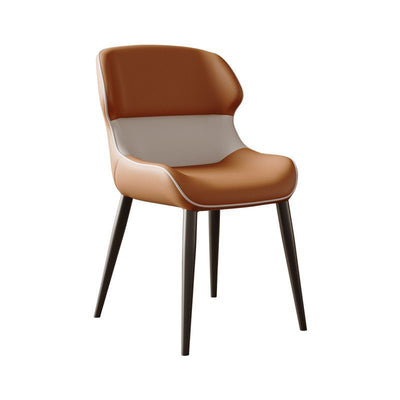 Contemporary Luxury Square Napa Leather Upholstered Dining Chair Wing Back For Dining Room