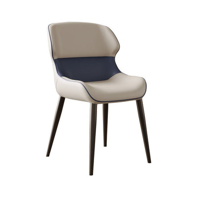 Contemporary Luxury Square Napa Leather Upholstered Dining Chair Wing Back For Dining Room
