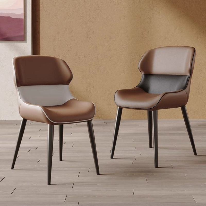 Contemporary Luxury Square Napa Leather Upholstered Dining Chair Wing Back For Dining Room