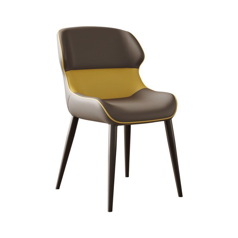 Contemporary Luxury Square Napa Leather Upholstered Dining Chair Wing Back For Dining Room