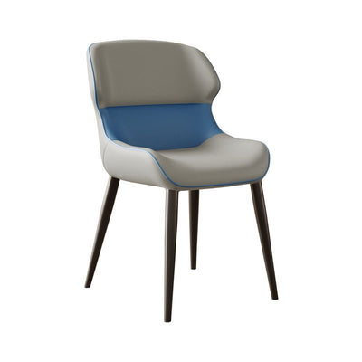 Contemporary Luxury Square Napa Leather Upholstered Dining Chair Wing Back For Dining Room