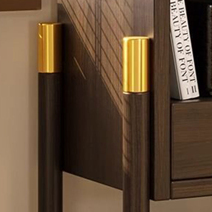 Traditional Vintage Bamboo Fiberboard Multi-functional Storage Sideboard 3/4-Tier Display Rack With Drawer For Home Office
