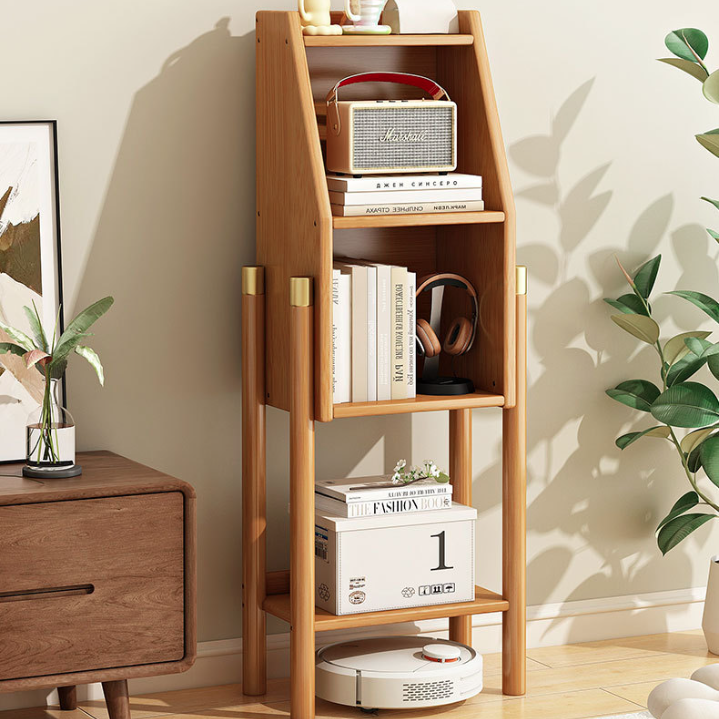 Traditional Vintage Bamboo Fiberboard Multi-functional Storage Sideboard 3/4-Tier Display Rack With Drawer For Home Office