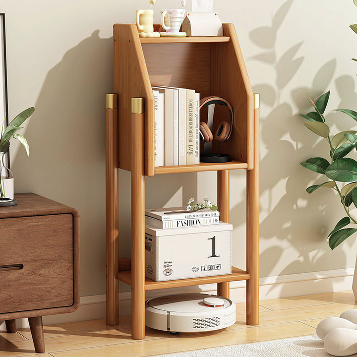 Traditional Vintage Bamboo Fiberboard Multi-functional Storage Sideboard 3/4-Tier Display Rack With Drawer For Home Office