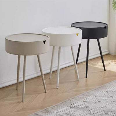 Zeitgenössischer skandinavischer runder Plastiktisch mit 1 Ablage für das Wohnzimmer 