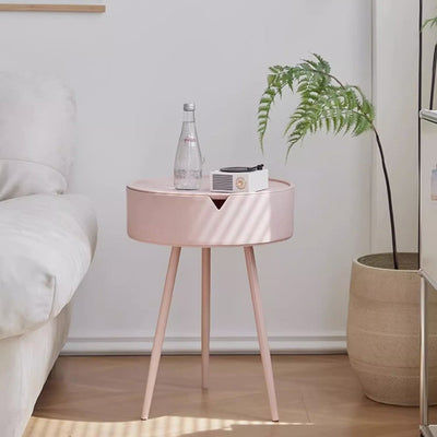 Zeitgenössischer skandinavischer runder Plastiktisch mit 1 Ablage für das Wohnzimmer 